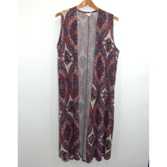 LuLaRoe Paisley Joy Sleeveless Duster Vest Size M - Picture 1 of 7